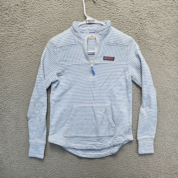 Vineyard Vines Tops - Vineyard Vines Shirt Pullover Womens 2XS White Blue Striped Long Sleeves 1/4 Zip